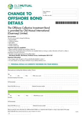Offshore Bond Change Request Form