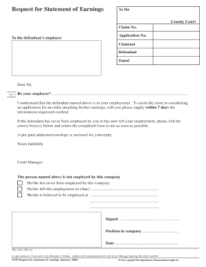 Request for Statement of Earnings Form N338