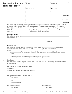 Application for Third Party Debt Order