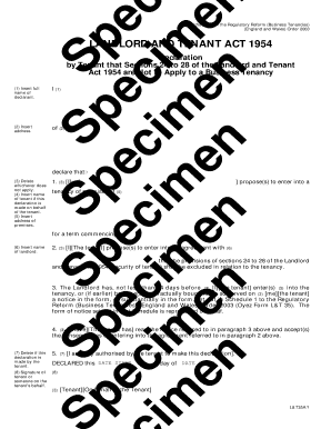 Landlord and Tenant Act 1954 Exclusion Declaration