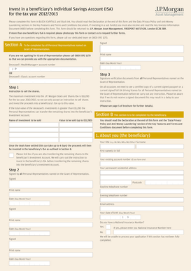UK Beneficiary ISA Investment Form 2012/2013