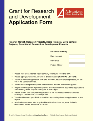 Grant for Research and Development Application Form