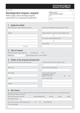 UK Water Supply and Drainage Capacity Assessment Form