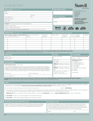 Sunvil Booking Form
