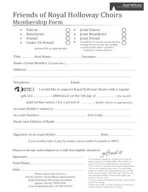 membership form for choir