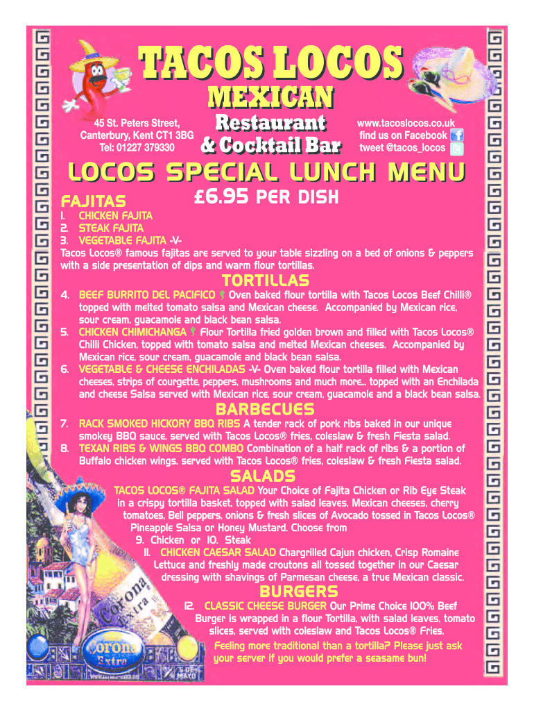 Fillable Online Response form 2006 v1 Tacos Locos Fax Email Print