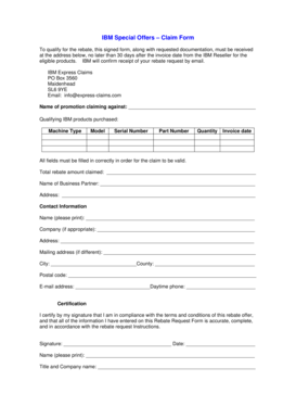 IBM Special Offers Claim Form