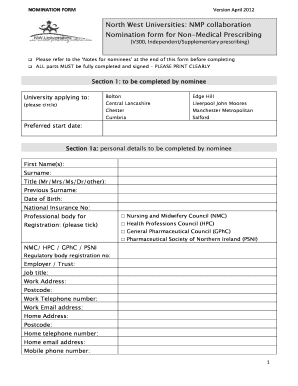 Ljmu v150 nomination form
