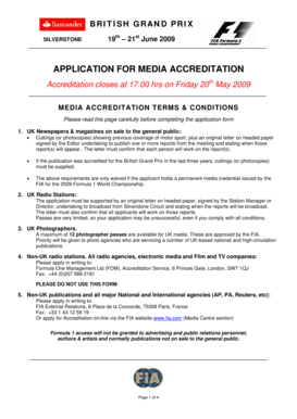 2009 Media Accreditation Form - International Motor Sports