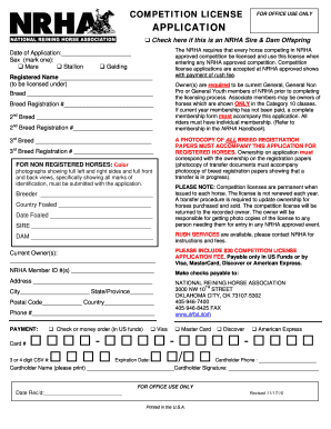 NRHA Competition License Application