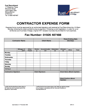 Aarp volunteer portal mileage reimbursement - CONTRACTOR EXPENSE FORM - Fuel Recruitment