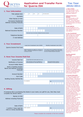 Querns ISA Application Form 2010/2011
