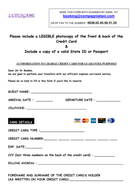 Luxusgame Credit Card Authorization Form