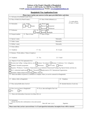 Bangladesh Visa Application Form