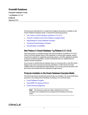 Fillable Online Oracle Database Examples Installation Guide. Oracle ...