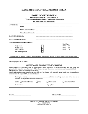 Hotel Booking Form Helia
