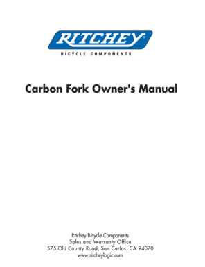 Ritchey Carbon Fork Warranty Card