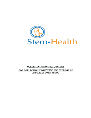 Umbilical Cord Blood Storage Agreement
