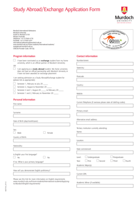 Murdoch University Study Abroad/Exchange Application Form