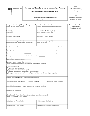 German National Visa Application Form