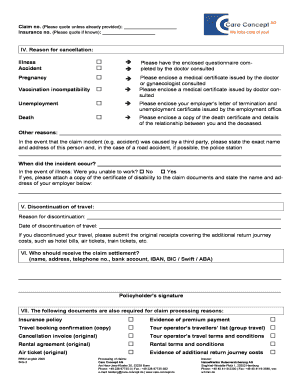 Travel Cancellation Claim Form