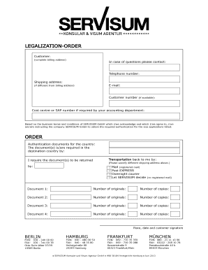 Legalization Order Form