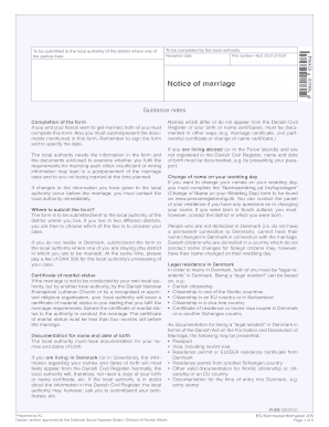 Danish Notice of Marriage Form