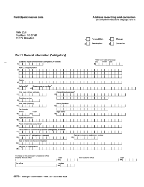 German Customs Participant Master Data Form
