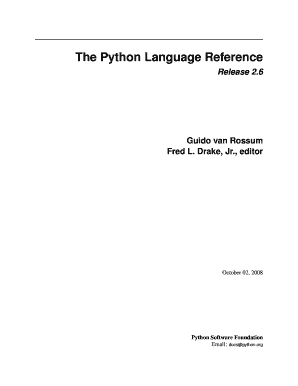 Fillable Online The Python Language Reference Release 2.6 Guido van ...