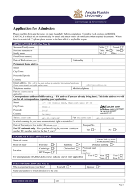 Application for Admission