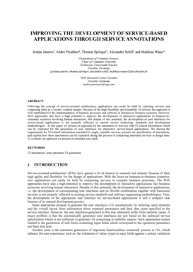 Improving the development of service based applications through - rn inf tu-dresden