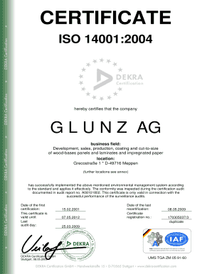 glunz certificate form