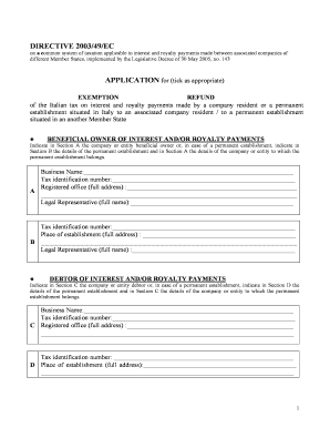 EU Interest and Royalty Tax Exemption Form