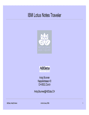IBM Lotus Notes Traveler Andy Brunner Kappelistrasse 43 CH-8002 Z rich Andy