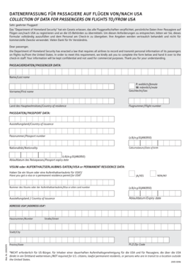US Passenger Data Collection Form