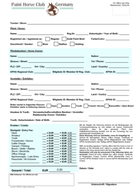 Horse Show Entry Form