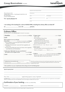 HANSA-PARK Group Reservation Form