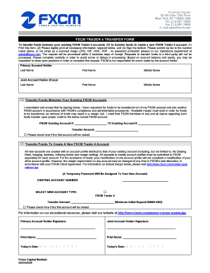 FXCM Trader 4 Transfer Form