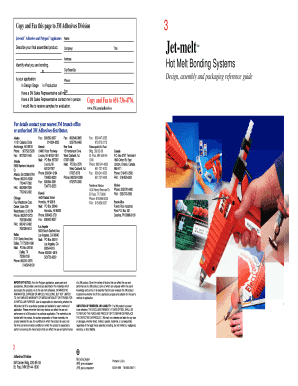 3M Jet-Melt Adhesives Application Form