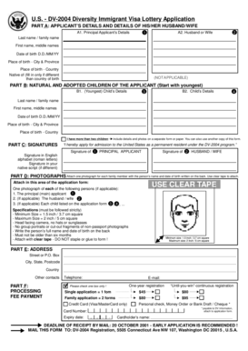 DV-2004 Diversity Immigrant Visa Lottery Application