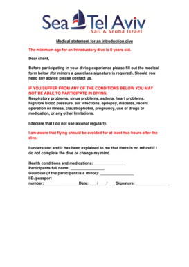 Medical Statement for Introductory Dive