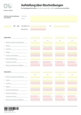 Aufstellung über Abschreibungen für Kapitalgesellschaften