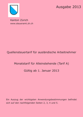 Swiss Canton Zurich Withholding Tax Form