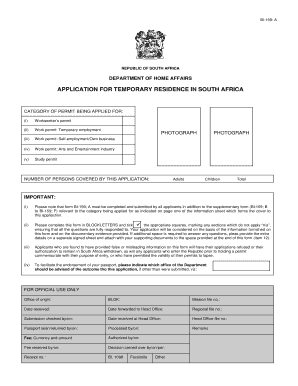 South Africa Temporary Residence Application