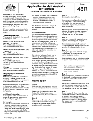 Australia Tourist Visa Application Form 48R