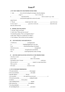 English Grammar Exercise Form