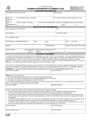 US Department of State Training Internship Placement Plan