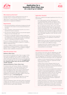 Australia Business Short Stay Visa 456 Application