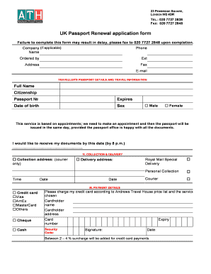 UK Passport Renewal application form