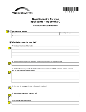 Visa Application Questionnaire for Medical Treatment